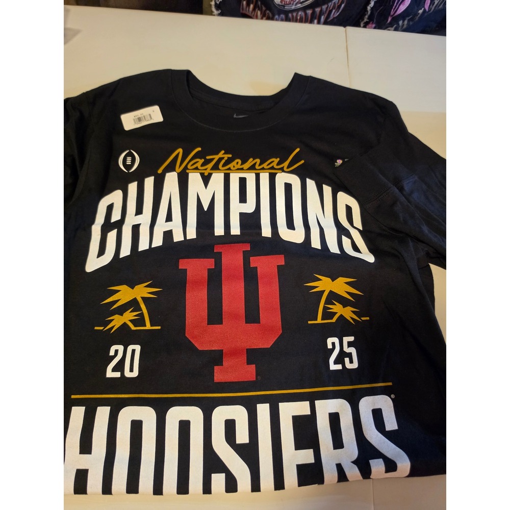 Nike Indiana Hoosiers 2025 National Champions T-Shirt Mens Small Black IU Tee